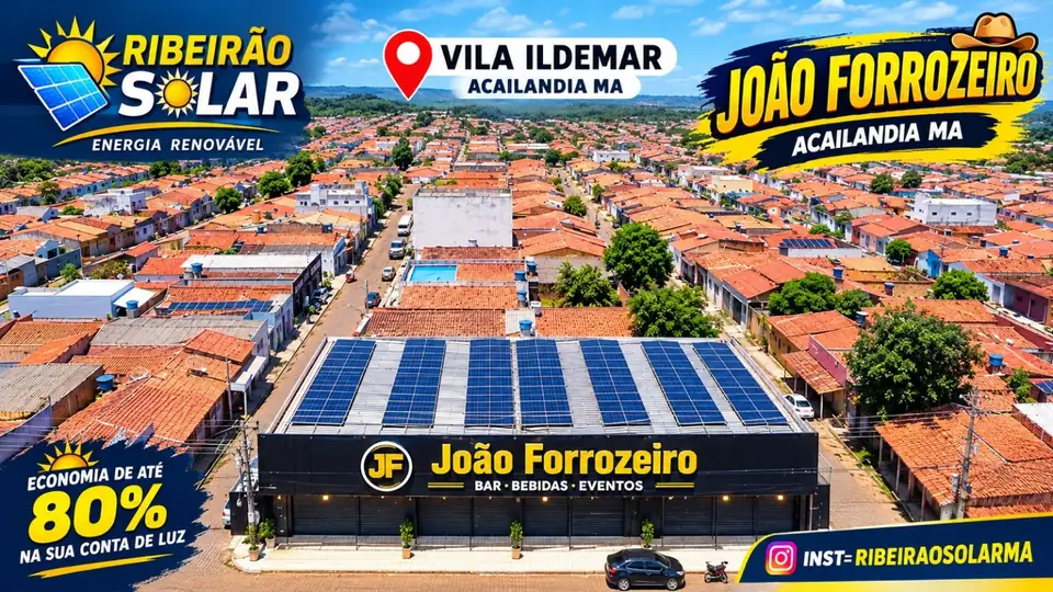 Painéis solares sobre o estabelecimento João Forrozeiro, em Açailândia